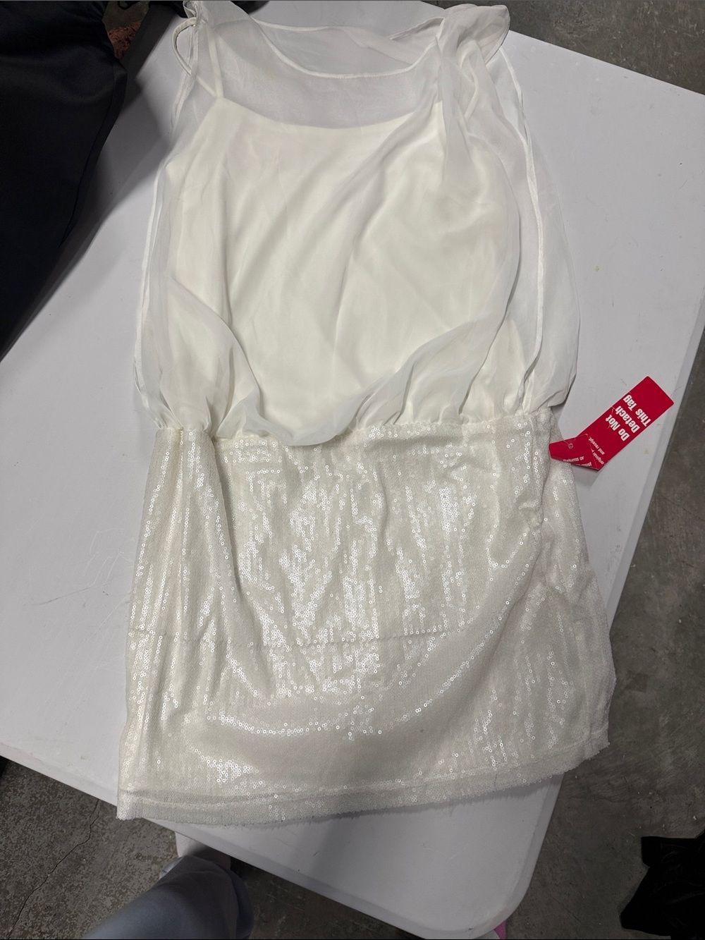 B. Smart Cream Satin Blouse Label Detail